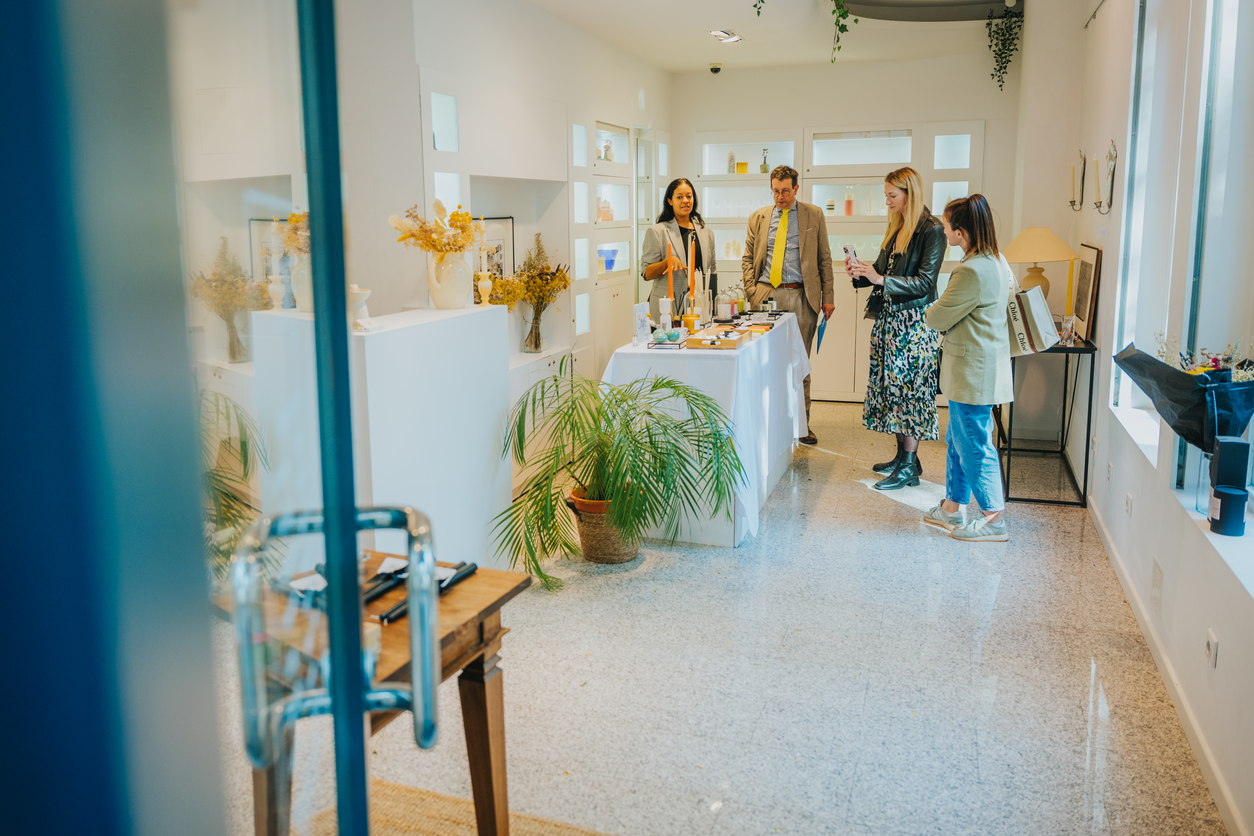 Image de l'inauguration des pop-up stores avec Maurice Bauer et Lydie Polfer