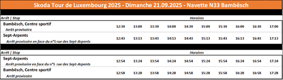 Horaires Navette N33