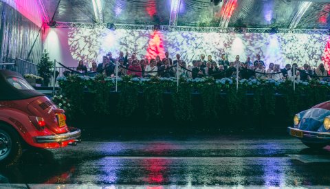 cortège de la retraite aux flambeaux la veille de la Fête Nationale