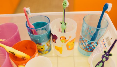 brosses à dents dans une crèche