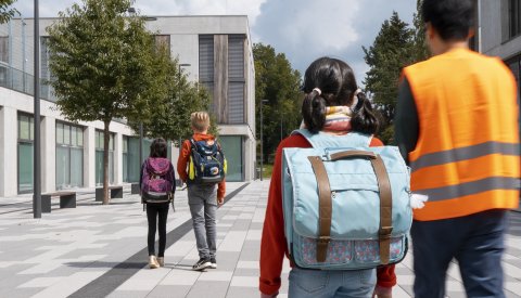 Enfants lors du trajet Pedibus