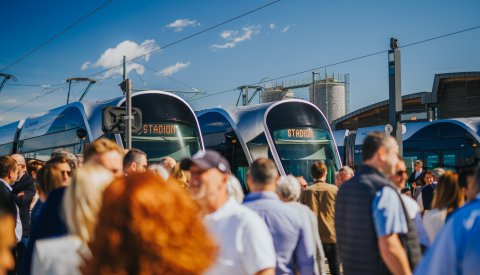 Image de l'inauguration du nouveau tracé Luxtram